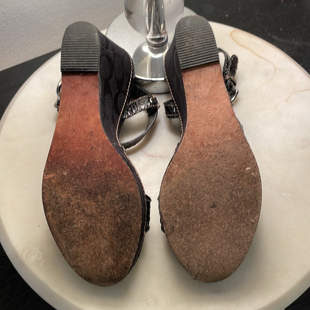 Size 6 Coach “MaryAlice” python wedge sandals. - Picture 2 of 4